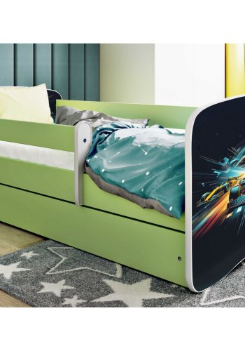KOCOT KIDS Bett babydreams green race ohne Schublade mit Matratze 160/80