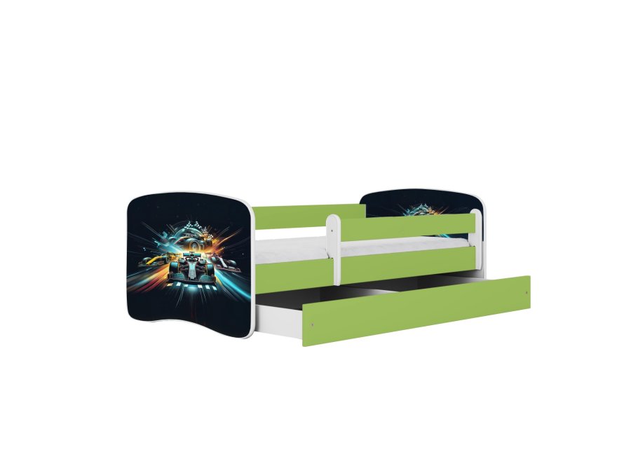 KOCOT KIDS Bett babydreams green race mit Schublade mit Matratze 160/80