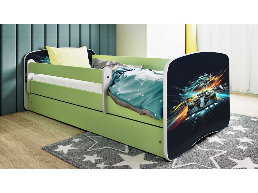 KOCOT KIDS Bett babydreams green race mit Schublade mit Matratze 160/80