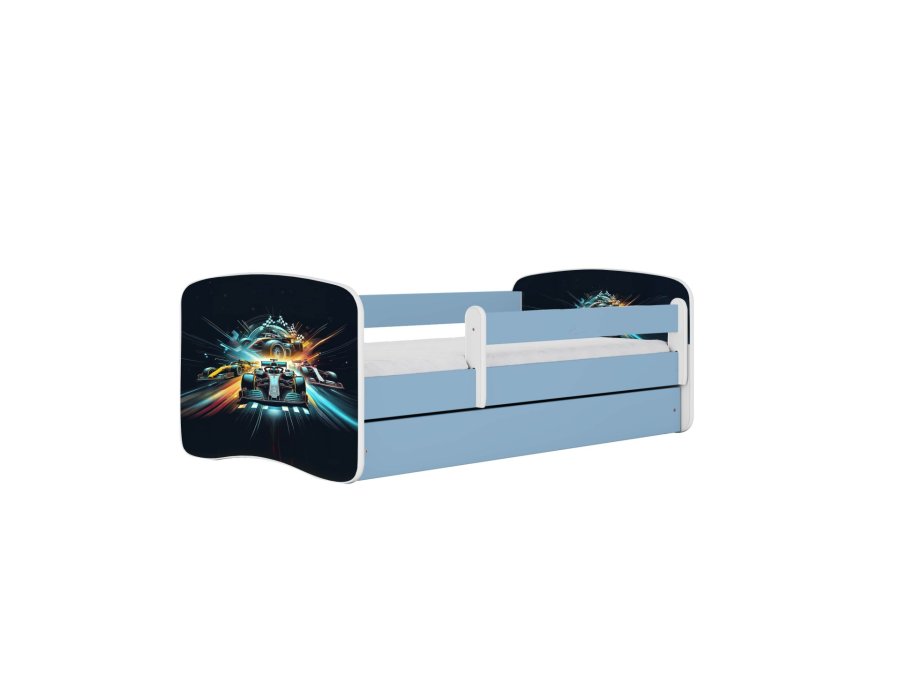 KOCOT KIDS Bett babydreams blue race mit Schublade mit Matratze 160/80