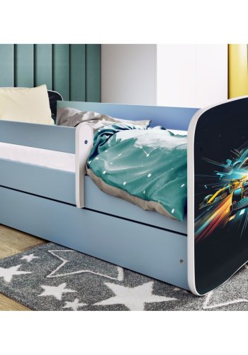 KOCOT KIDS Bett babydreams blue race ohne Schublade mit Matratze 180/80