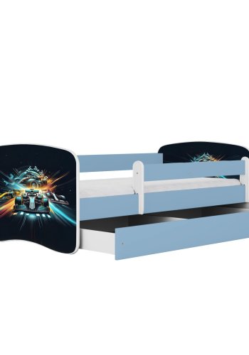 KOCOT KIDS Bett babydreams blue race mit Schublade mit Matratze 180/80
