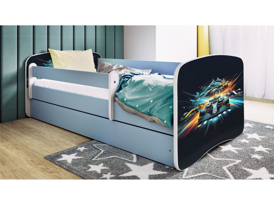 KOCOT KIDS Bett babydreams blue race mit Schublade mit Matratze 180/80