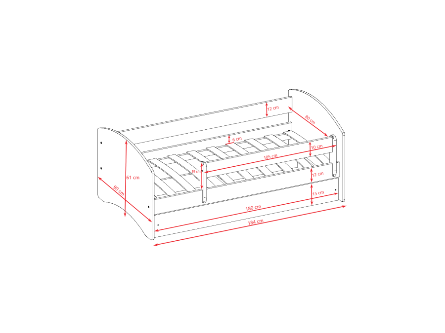 KOCOT KIDS Bett babydreams grünes galoppierendes Pferd mit Schublade mit Matratze 180/80
