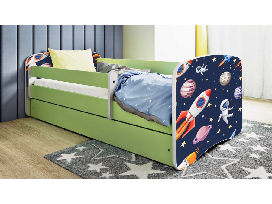 KOCOT KIDS Bett babydreams green cosmos mit Schublade und Matratze 160/80