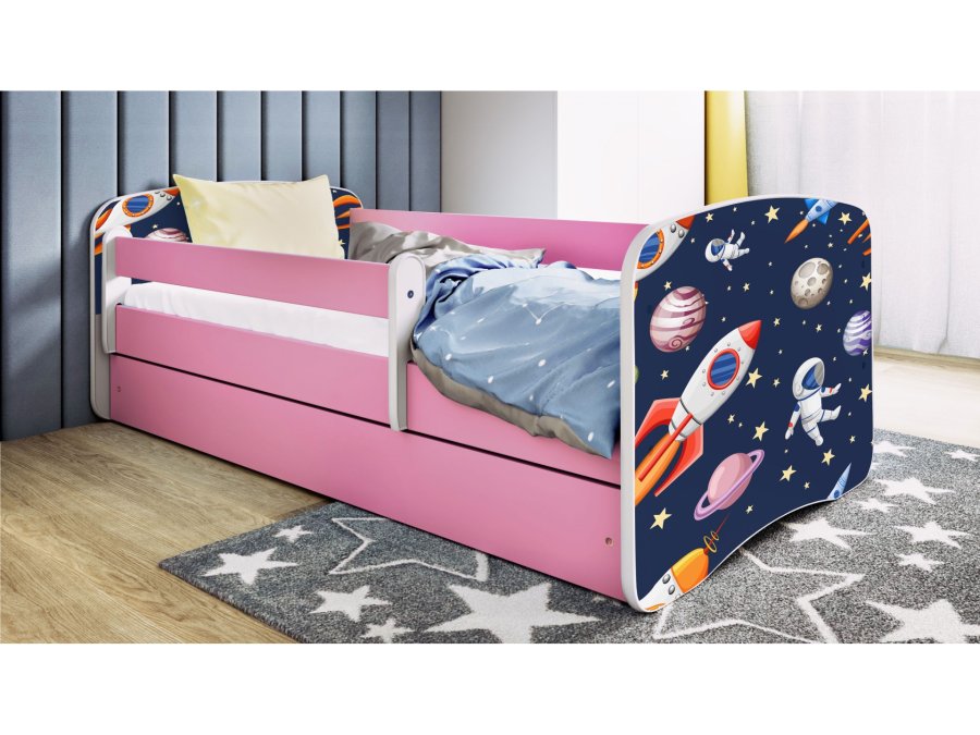 KOCOT KIDS Seng babydreams rosa kosmos med skuff og madrass 140/70