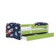 KOCOT KIDS Bett babydreams green cosmos mit Schublade und Matratze 140/70