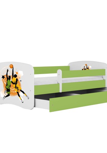 KOCOT KIDS Bett babydreams grün Basketball mit Schublade mit Matratze 160/80