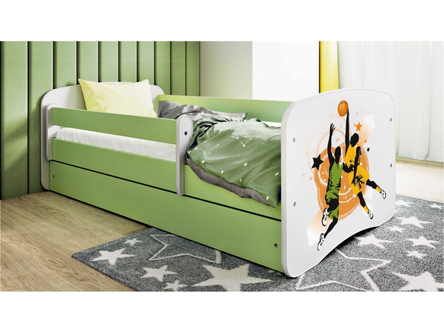 KOCOT KIDS Bett babydreams grün Basketball mit Schublade mit Matratze 160/80