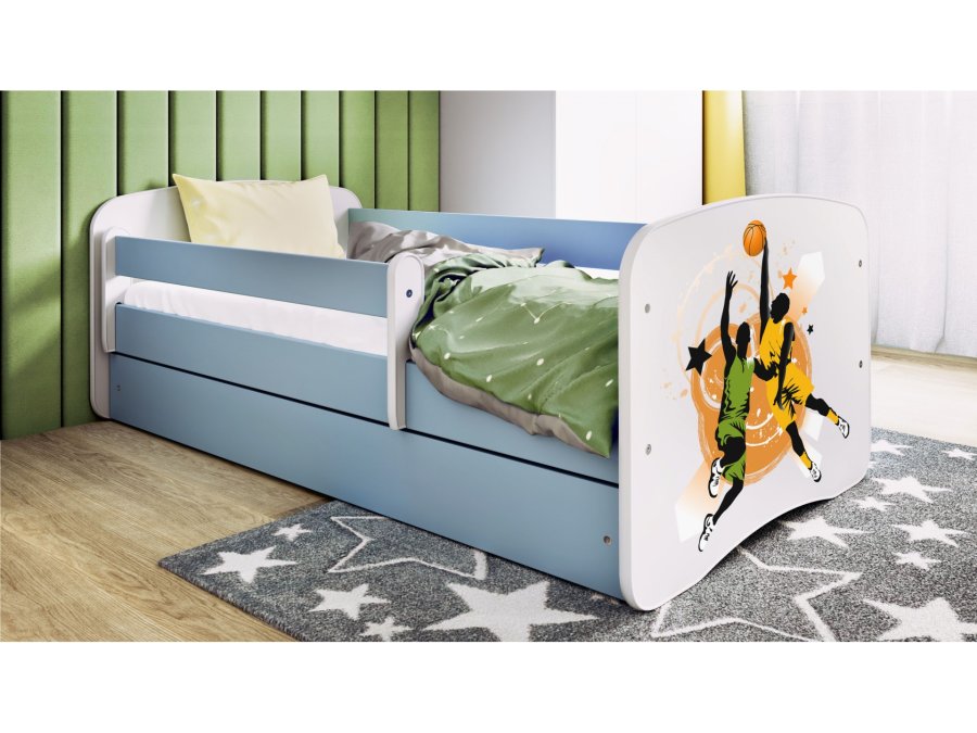 KOCOT KIDS Bett babydreams blau Basketball mit Schublade mit Matratze 160/80