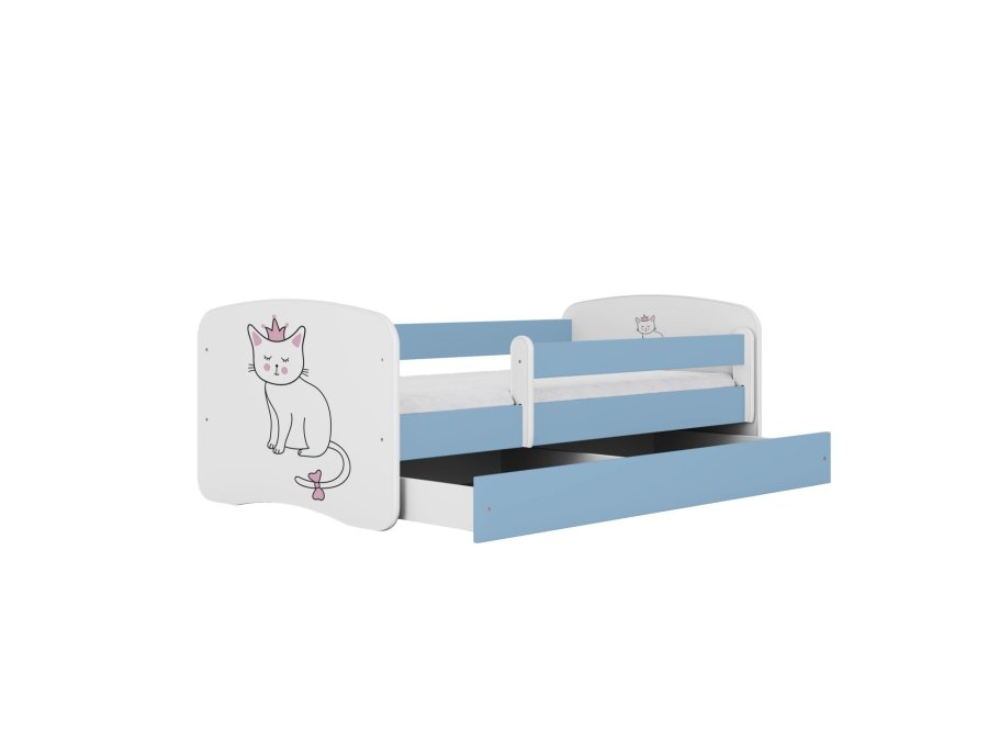 KOCOT KIDS Bett babydreams blaue Katze ohne Schublade mit Matratze 140/70