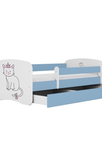 KOCOT KIDS Bett babydreams blaue Katze ohne Schublade mit Matratze 180/80
