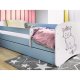 KOCOT KIDS Bett babydreams blaue Katze mit Schublade mit Matratze 180/80