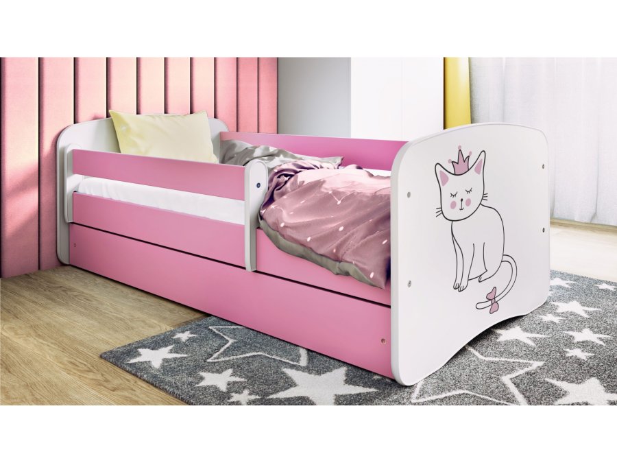 KOCOT KIDS Seng babydreams rosa katt uten skuff med madrass 140/70