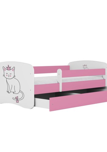 KOCOT KIDS Seng babydreams rosa katt med skuff med madrass 180/80