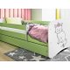 KOCOT KIDS Bett babydreams grüne Katze mit Schublade mit Matratze 140/70