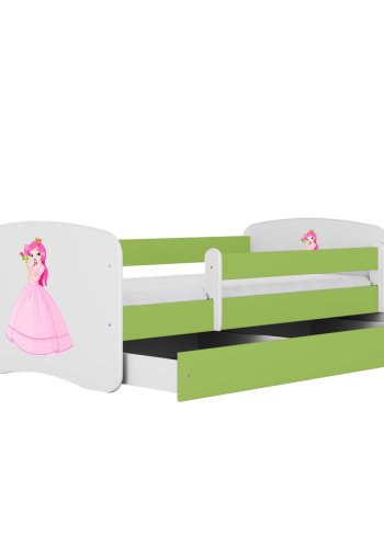 KOCOT KIDS Bett babydreams grüne Prinzessin mit Schublade mit Matratze 160/80