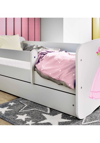 KOCOT KIDS Seng babydreams hvit prinsesse med skuff med madrass 160/80