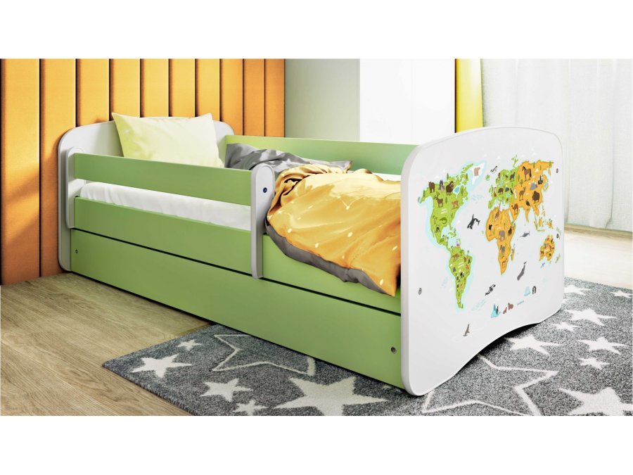 KOCOT KIDS Bett babydreams green map ohne Schublade mit Matratze 180/80