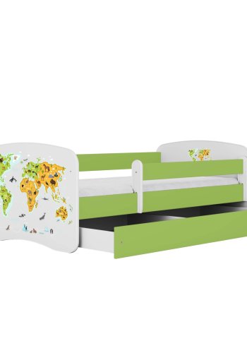KOCOT KIDS Bett babydreams grüne Karte mit Schublade mit Matratze 180/80