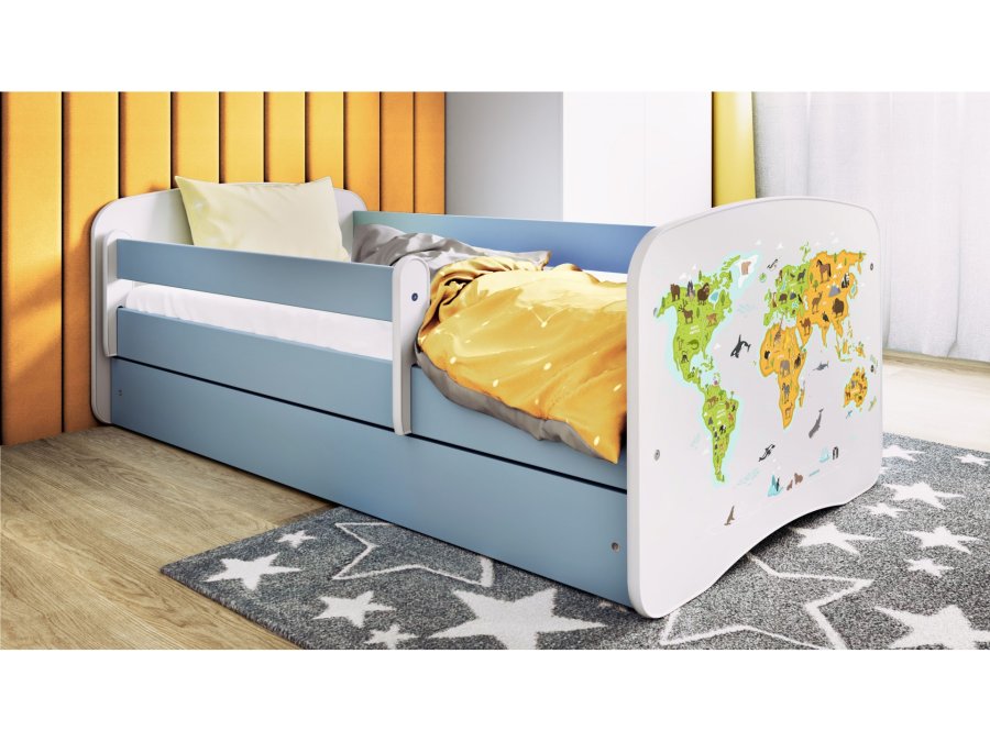 KOCOT KIDS Bett babydreams blau kurz mit Schublade mit Matratze 140/70