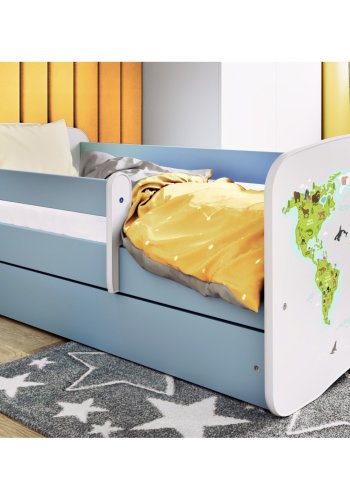KOCOT KIDS Bett babydreams blue map ohne Schublade mit Matratze 180/80