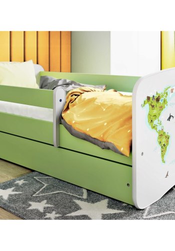 KOCOT KIDS Bett babydreams grün kurz mit Schublade mit Matratze 140/70