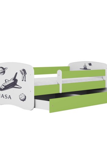 KOCOT KIDS Bett babydreams green nasa mit Schublade mit Matratze 160/80