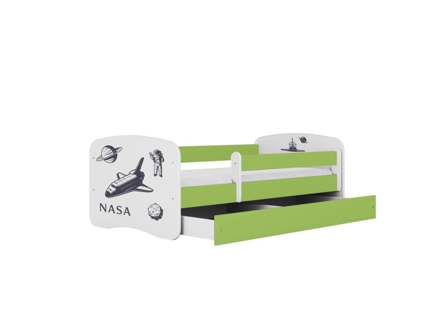 KOCOT KIDS Bett babydreams green nasa mit Schublade mit Matratze 180/80