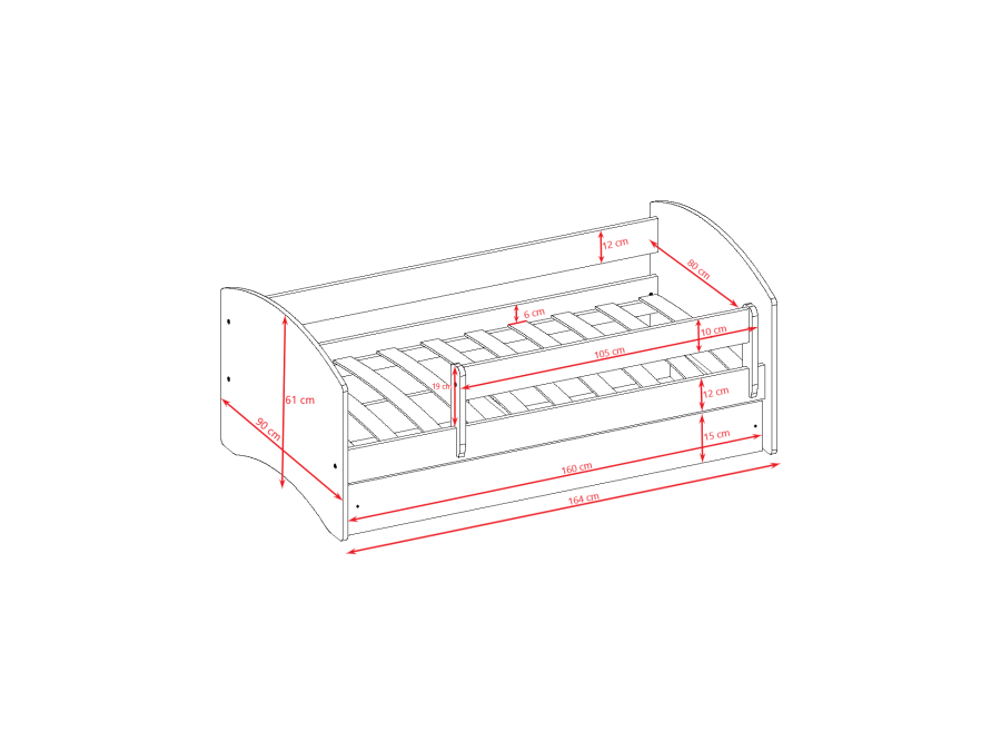 KOCOT KIDS Bett babydreams blue nasa ohne Schublade mit Matratze 160/80