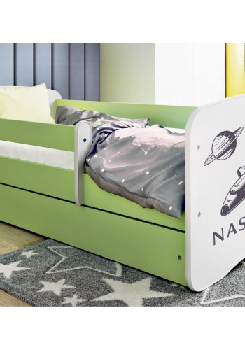 KOCOT KIDS Bett babydreams green nasa ohne Schublade mit Matratze 140/70