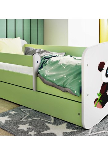 KOCOT KIDS Bett babydreams green panda 2 ohne Schublade mit Matratze 140/70