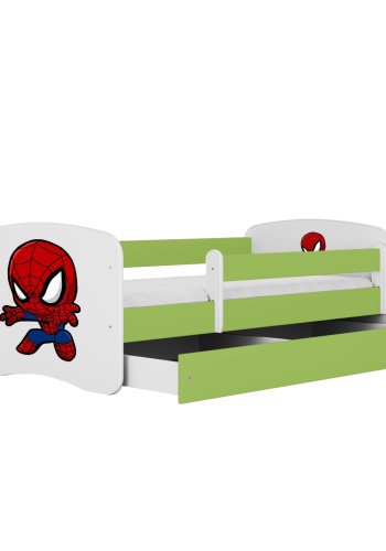 KOCOT KIDS Bett babydreams grün Spiderman ohne Schublade mit Matratze 160/80