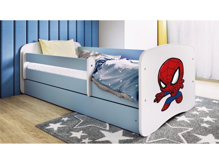 KOCOT KIDS Bett babydreams blau Spiderman mit Schublade mit Matratze 160/80