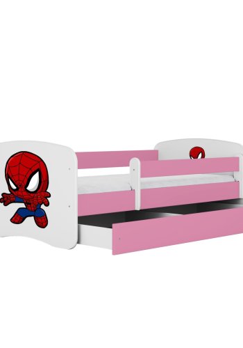 KOCOT KIDS Seng babydreams rosa spiderman med skuff med madrass 160/80