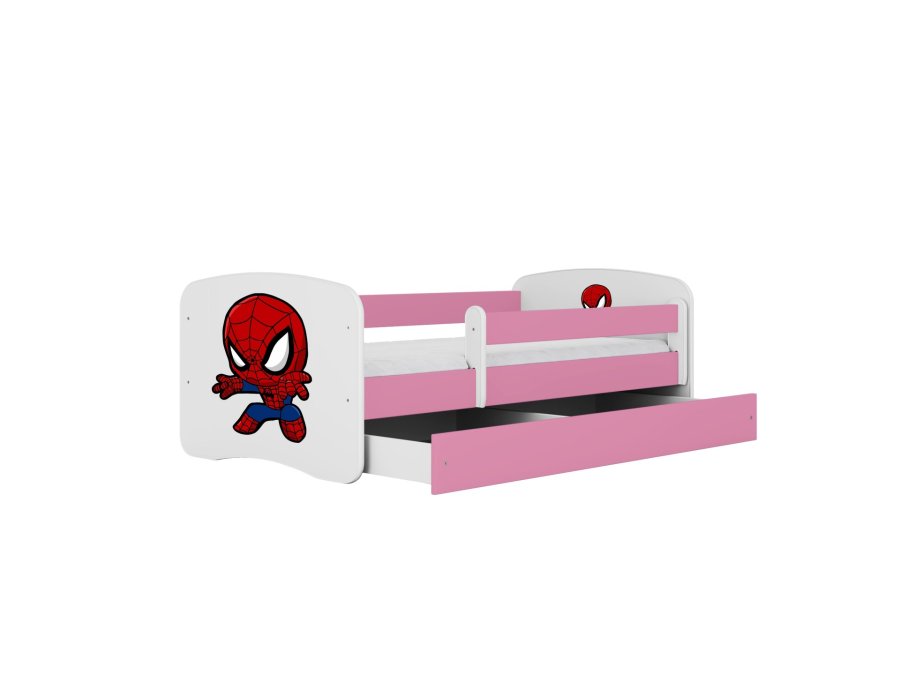 KOCOT KIDS Seng babydreams rosa spiderman med skuff med madrass 160/80