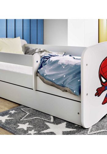 KOCOT KIDS Seng babydreams hvit spiderman med skuff med madrass 140/70