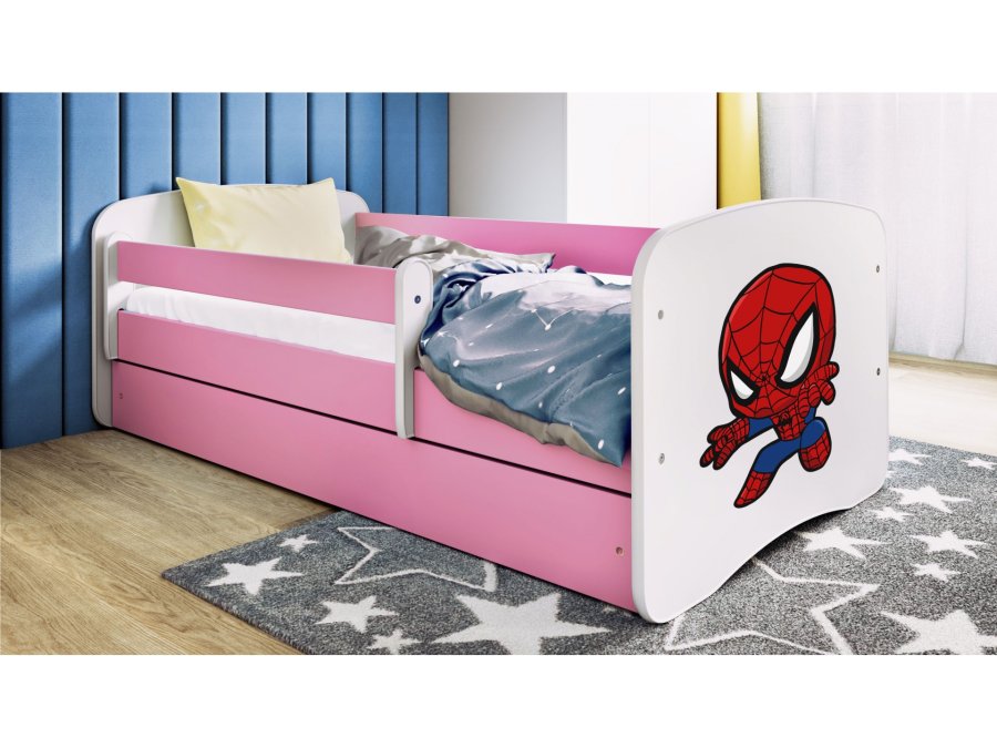 KOCOT KIDS Seng babydreams rosa spiderman uten skuff med madrass 140/70