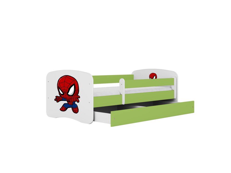 KOCOT KIDS Bett babydreams grün Spiderman mit Schublade mit Matratze 140/70
