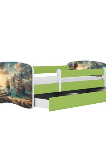 KOCOT KIDS Bett babydreams grünes Schiff ohne Schublade mit Matratze 160/80