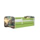 KOCOT KIDS Bett babydreams grünes Schiff mit Schublade mit Matratze 160/80