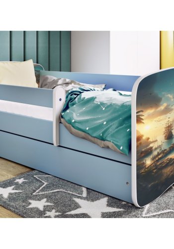 KOCOT KIDS Bett babydreams blau Schiff ohne Schublade mit Matratze 140/70