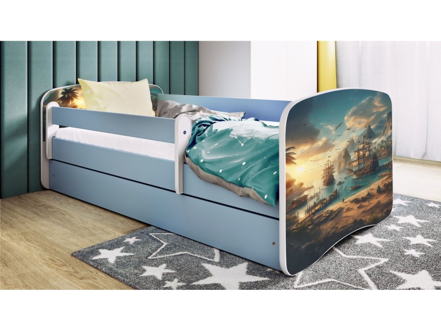 KOCOT KIDS Bett babydreams blau Schiff ohne Schublade mit Matratze 160/80