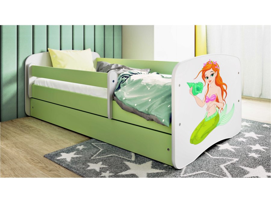 KOCOT KIDS Bett babydreams grüne Meerjungfrau ohne Schublade mit Matratze 160/80