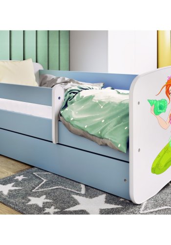 KOCOT KIDS Bett babydreams blaue Meerjungfrau ohne Schublade mit Matratze 160/80