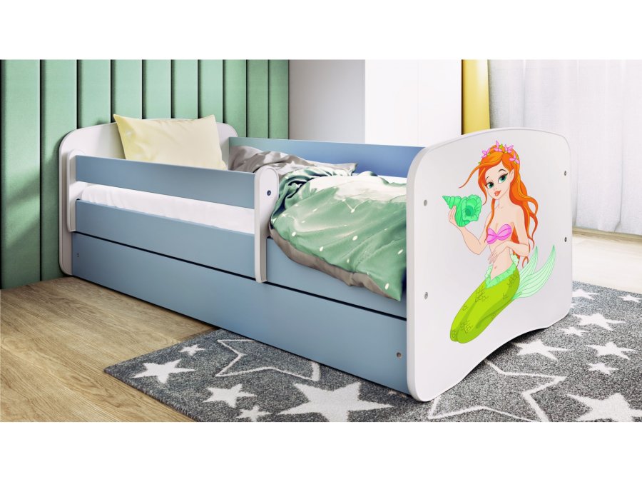 KOCOT KIDS Bett babydreams blaue Meerjungfrau ohne Schublade mit Matratze 160/80