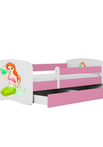 KOCOT KIDS Seng babydreams rosa havfrue med skuff med madrass 140/70