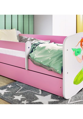 KOCOT KIDS Seng babydreams rosa havfrue med skuff med madrass 160/80