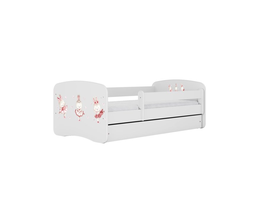 KOCOT KIDS Seng babydrmmer hvite kaniner med sommerfugler uten skuff med madrass 140/70