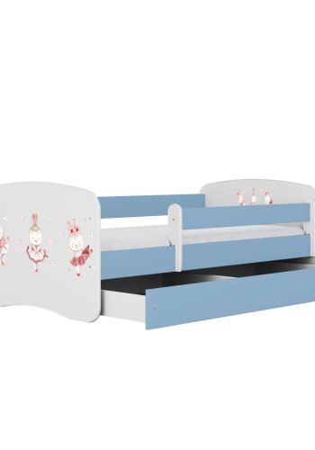 KOCOT KIDS Seng babydrmmer bl kaniner med sommerfugler uten skuff med madrass 180/80